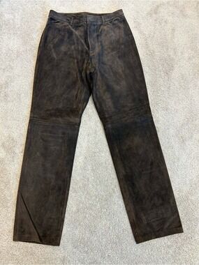 Nine West dark chocolate brown suede leather straight boot cut pants women Sz